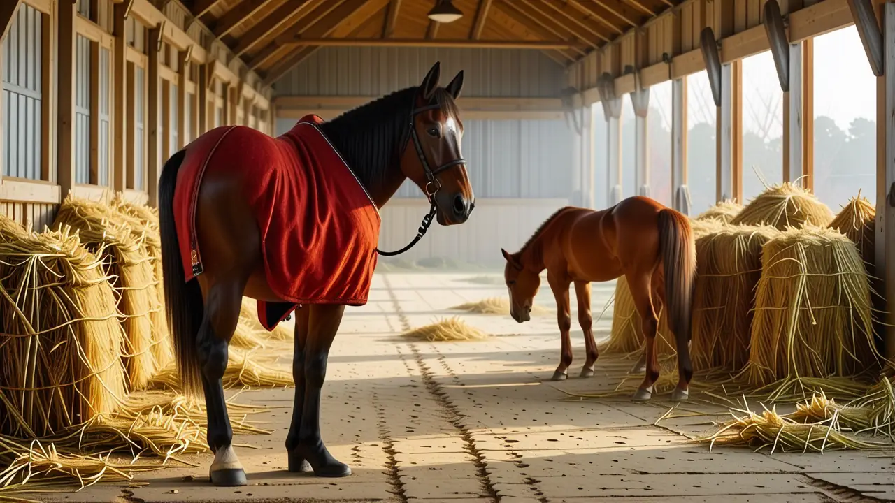 Un hombre español amable observa su caballo