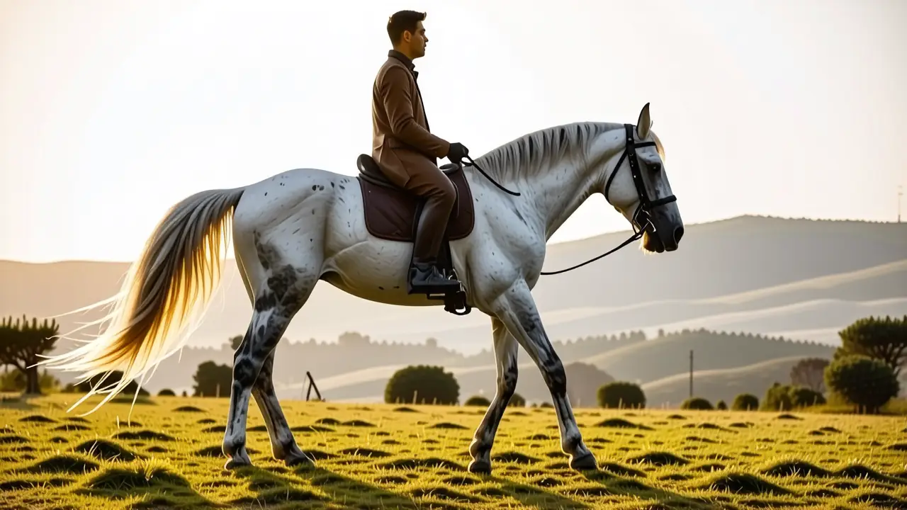 Un jinete español domina su caballo en España