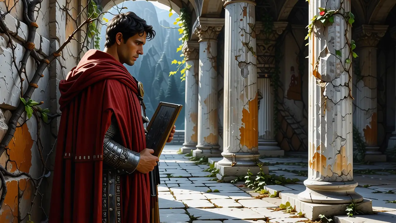 Caravaggio retrata un hombre melancólico en ruinas