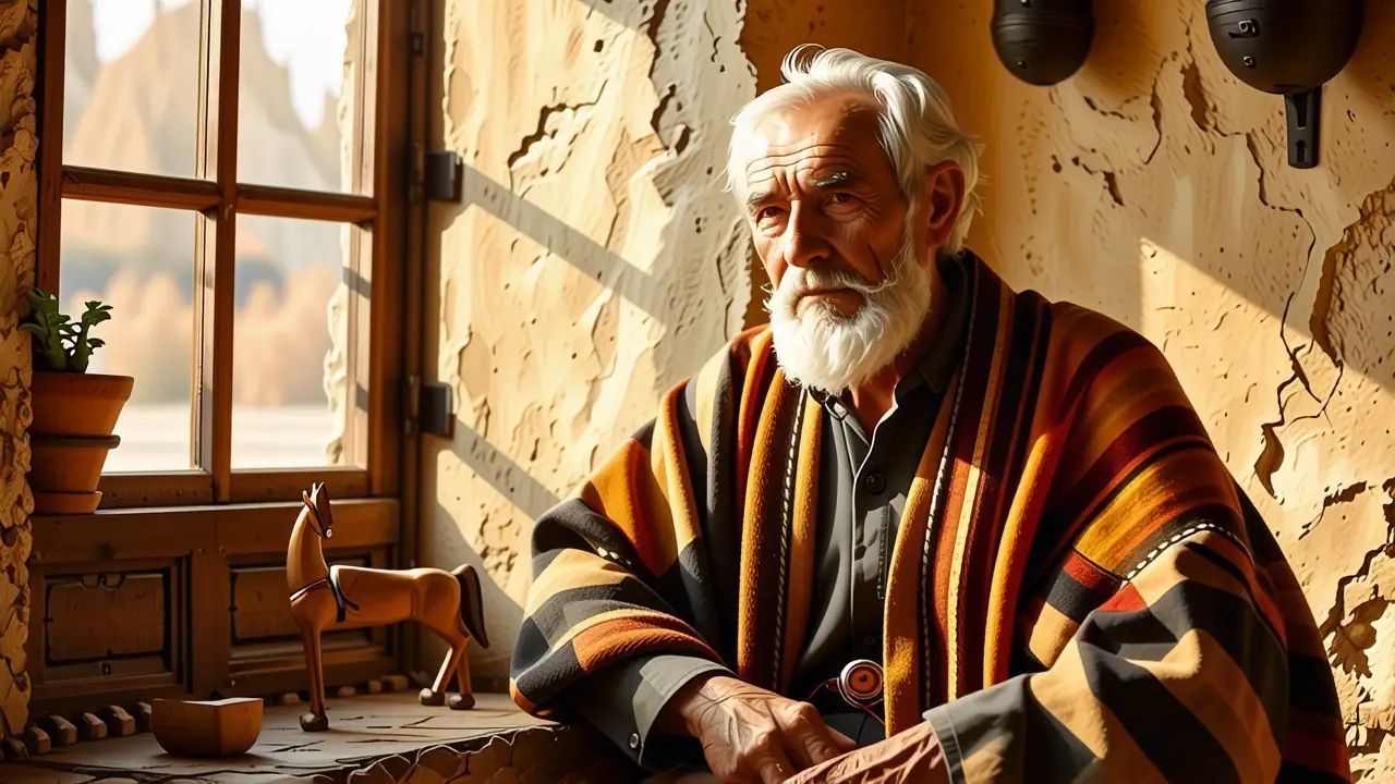 Un hombre anciano contempla la luz