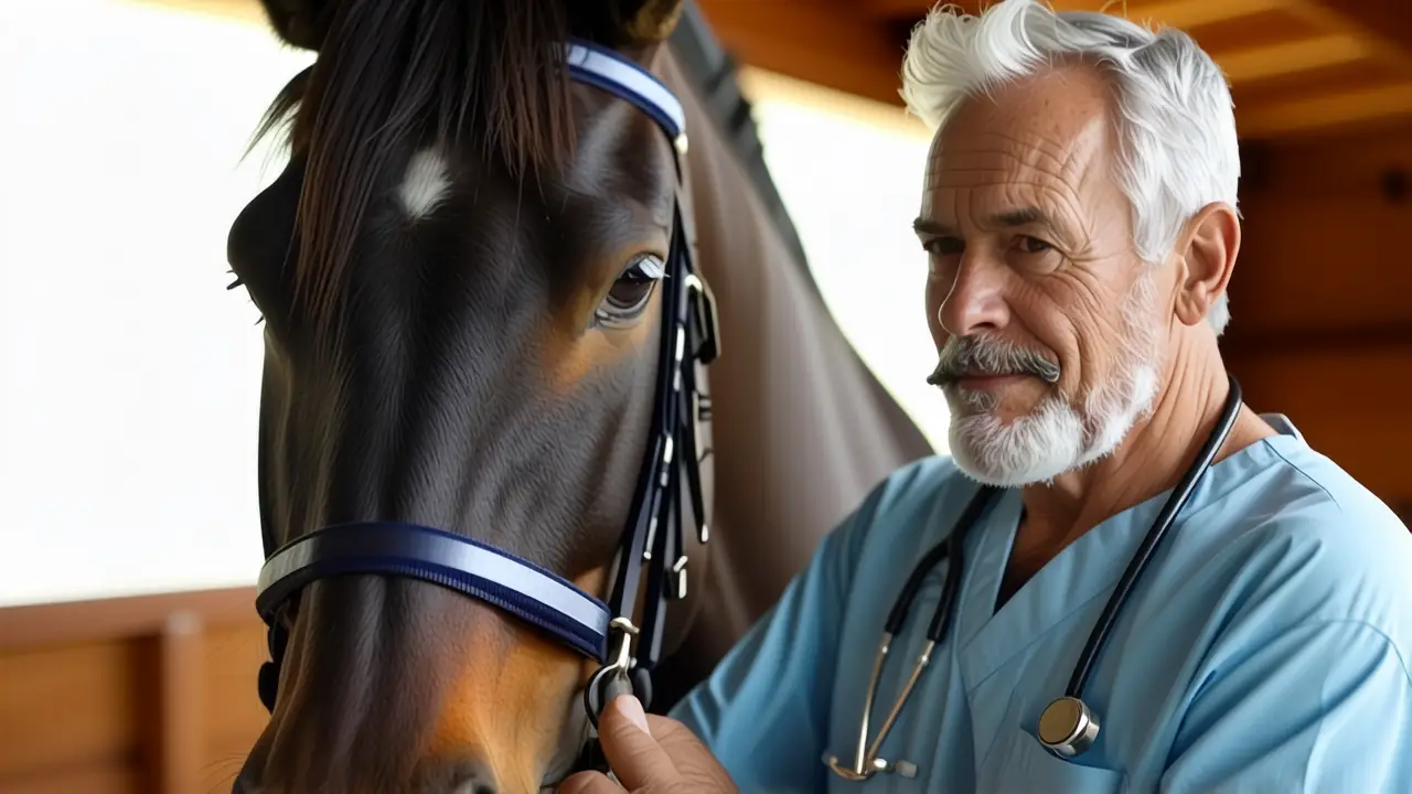 Un veterinario español examina una yegua