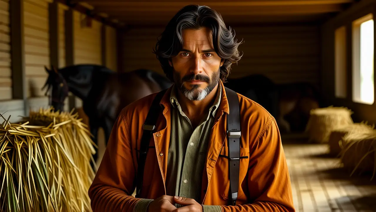 Un hombre español contempla un caballo en sombras