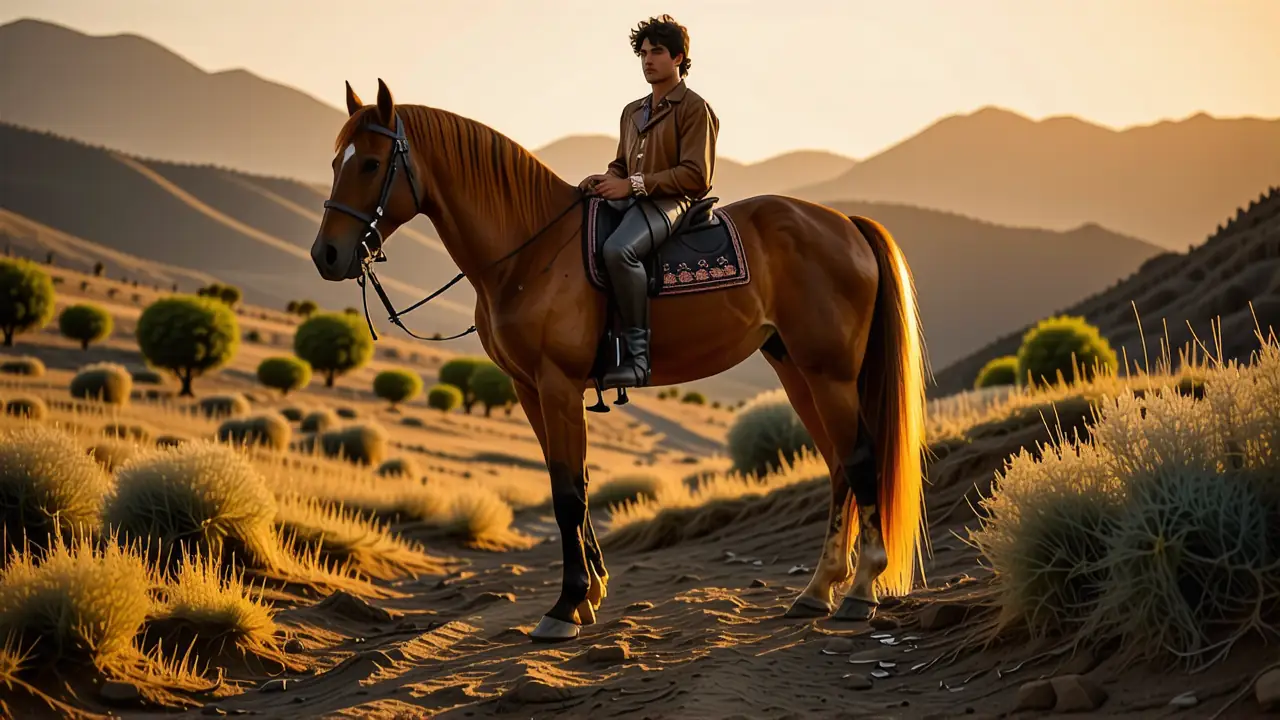 Un jinete español orgulloso domina su caballo