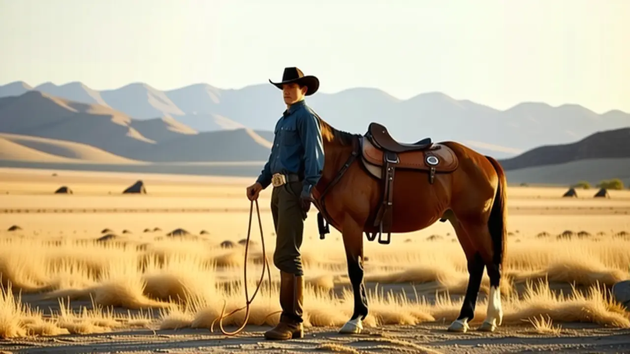 Un vaquero español realista domina el paisaje