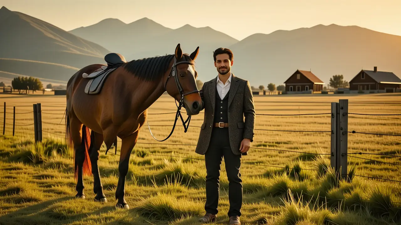 Un hombre elegante guía su caballo en Argentina