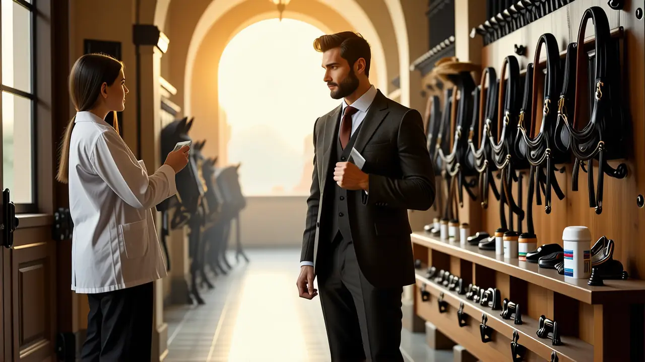 Un veterinario observa un hombre elegante