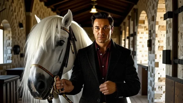 Un hombre elegante domina su caballo