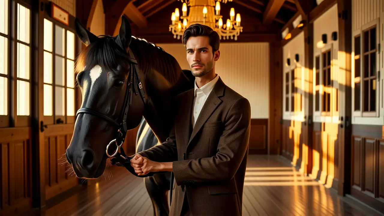 Un hombre elegante domina su caballo