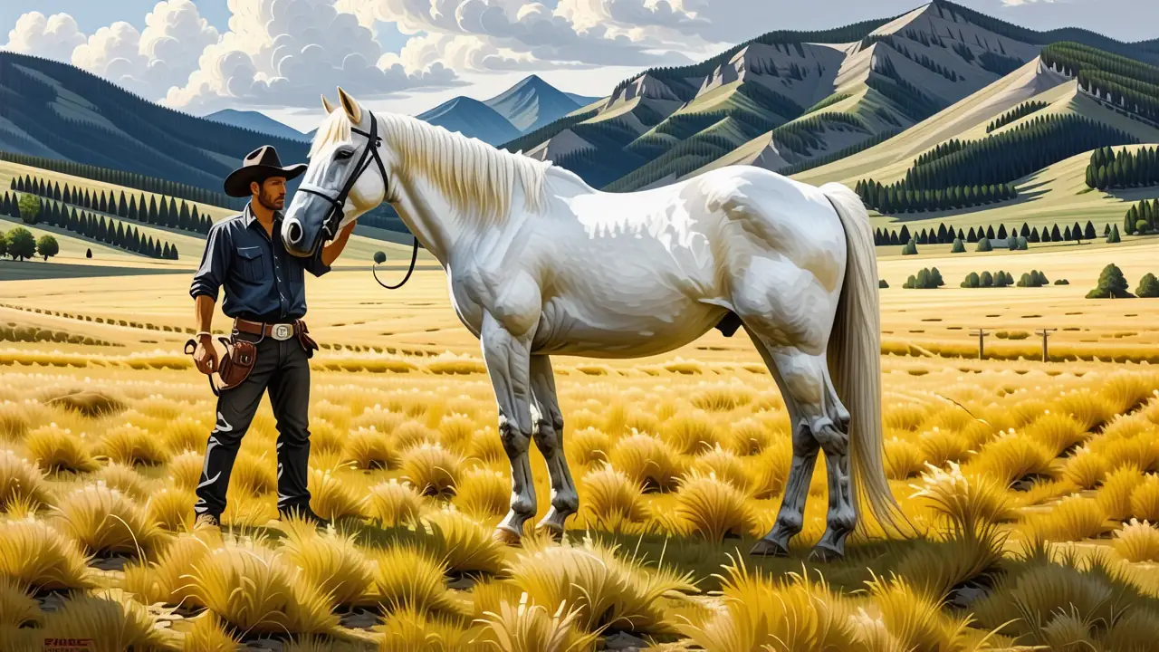 Un cowboy español realista pastorea en Montana