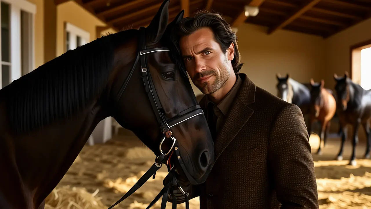 Un hombre español nade en armonía equina