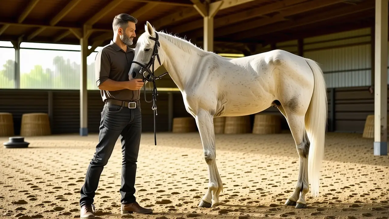 Un instructor español demuestra bitless en Lusitano