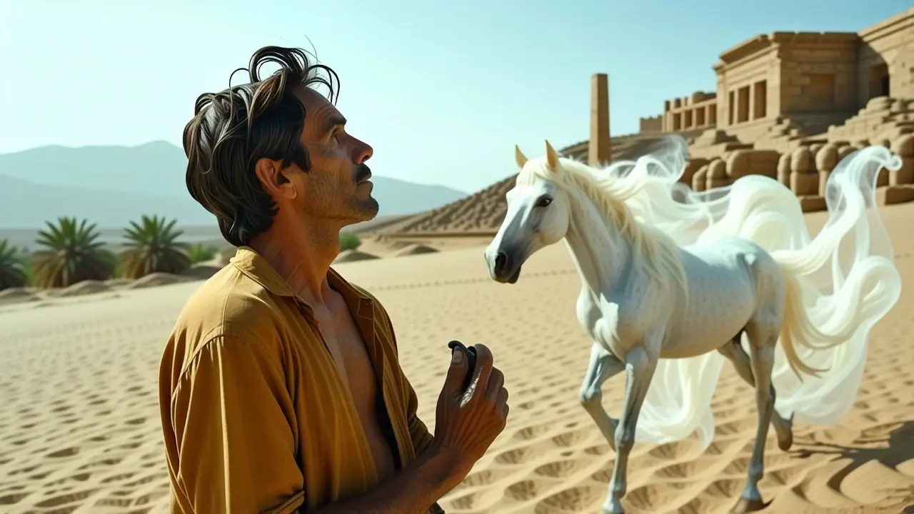 Un hombre contempla el desierto onírico