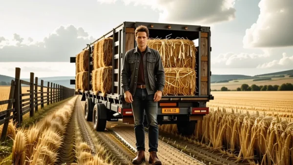 Un hombre español serio carga caballo