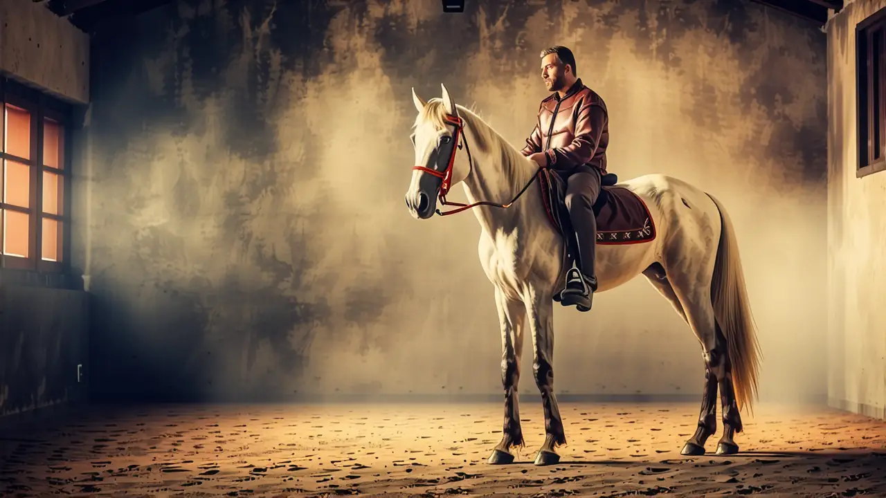 Un jinete español muestra su caballo sereno