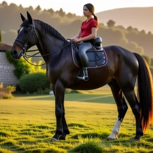 Un caballo elegante domado luce orgulloso