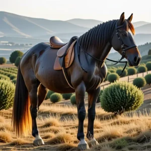 Un hombre pensativo monta su caballo en Andalucía