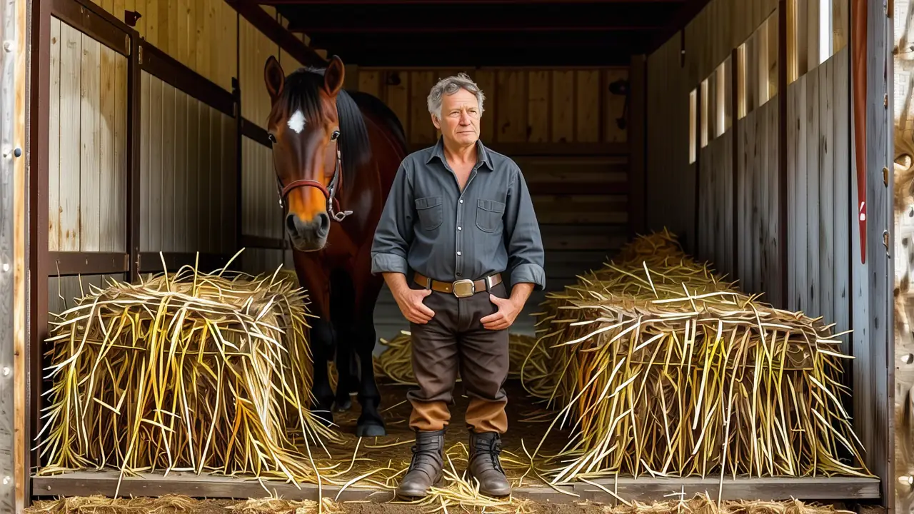 Comederos para Caballos: Guía y Casero Ideal 1 Un hombre pensativo observa su caballo