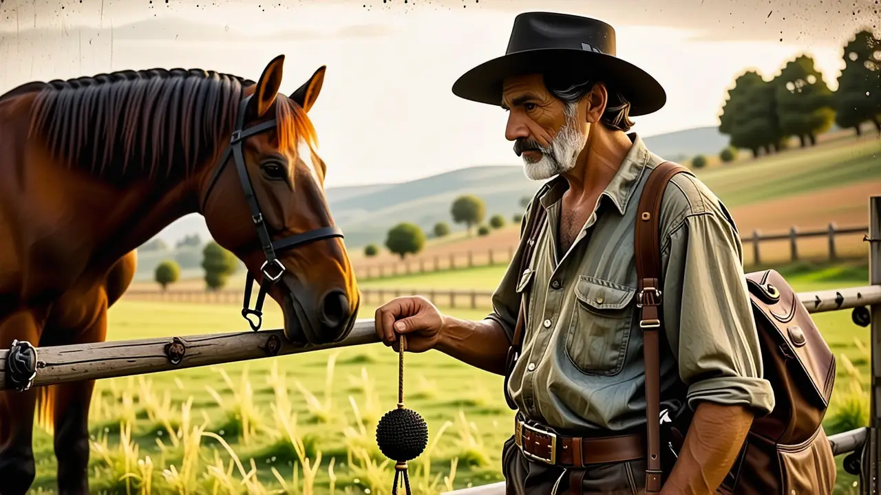 Un hombre español contempla su caballo