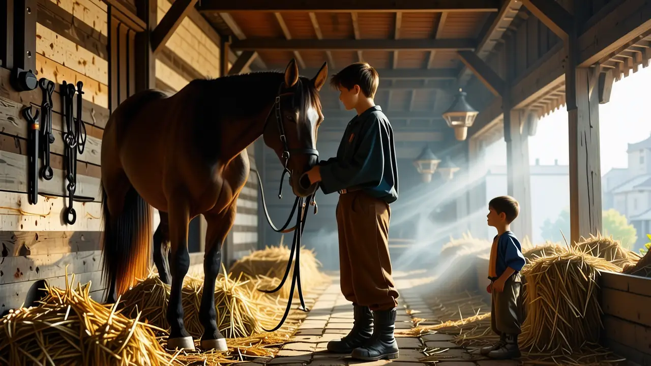 Un joven aprendiz observa un realista pintor