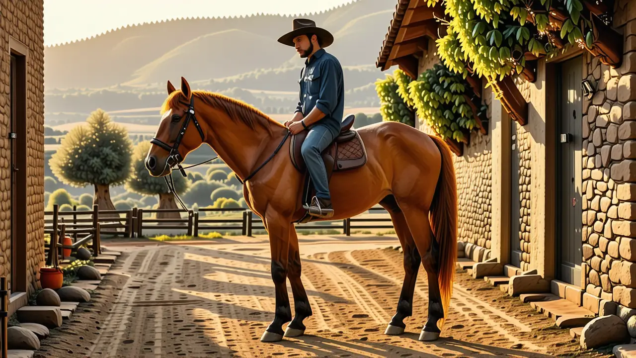 Un jinete español contempla su pony