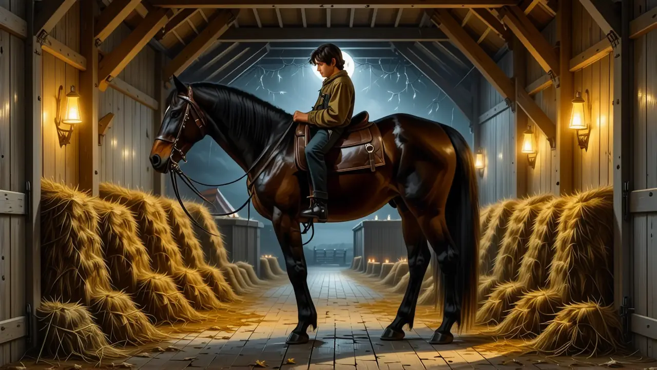 Un jinete español contempla su caballo bajo la luz