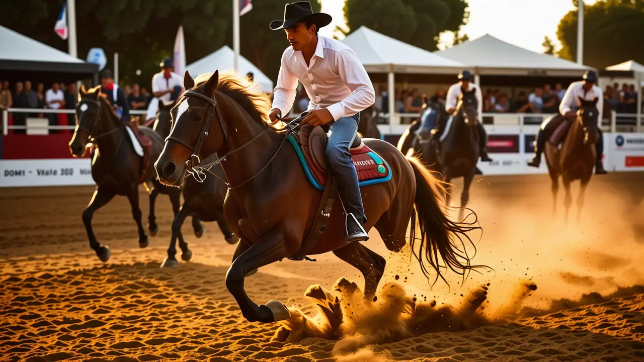 Un jinete español realista domina la arena