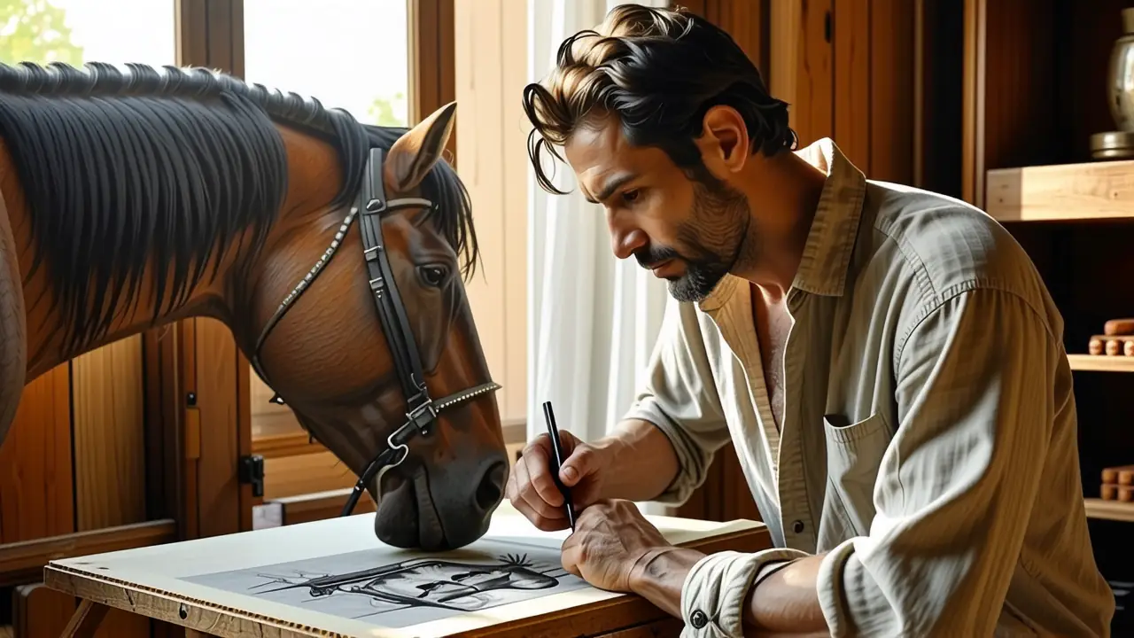Un artista español dibuja un caballo detallado
