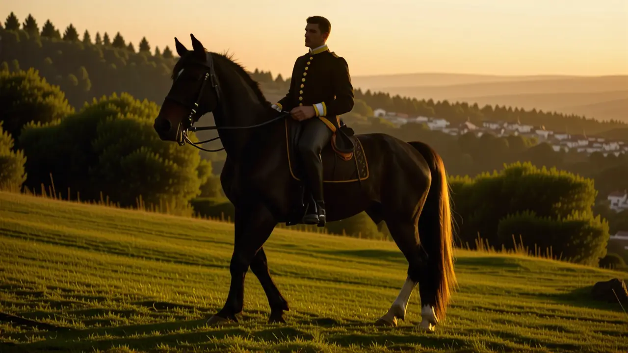 Un hombre español contempla su caballo