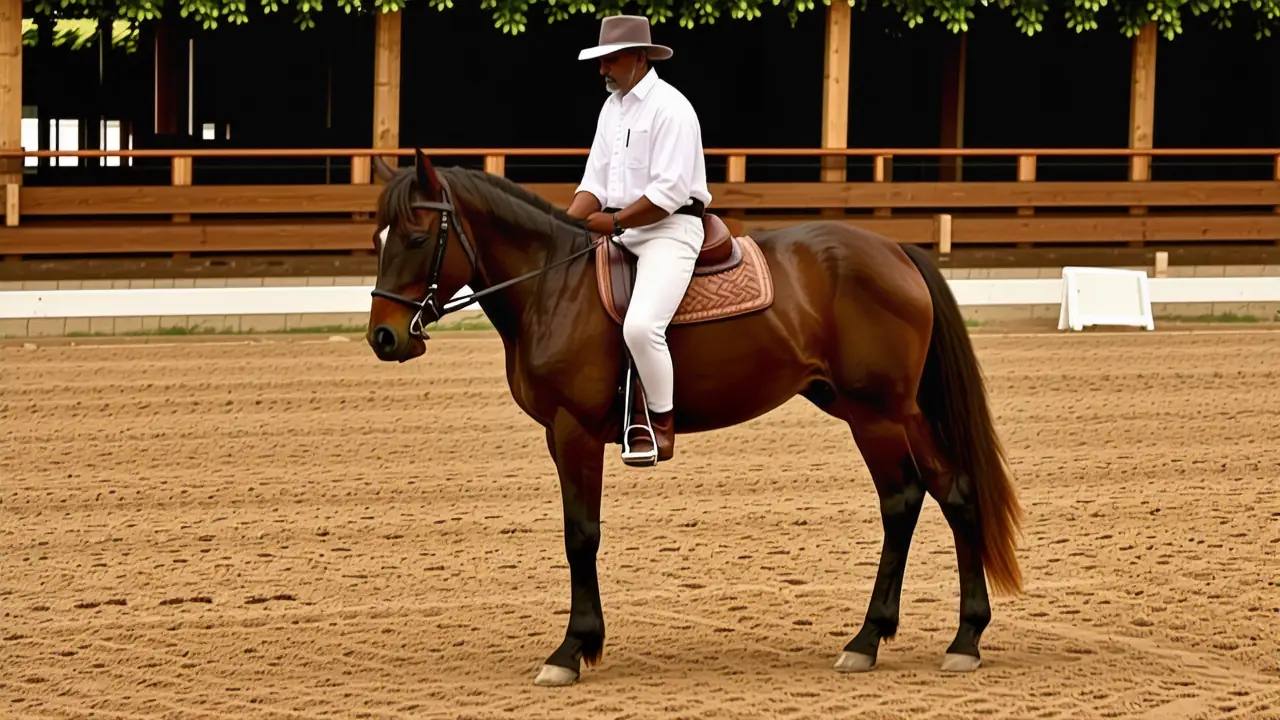 Juan Jiménez domando un caballo en Madrid