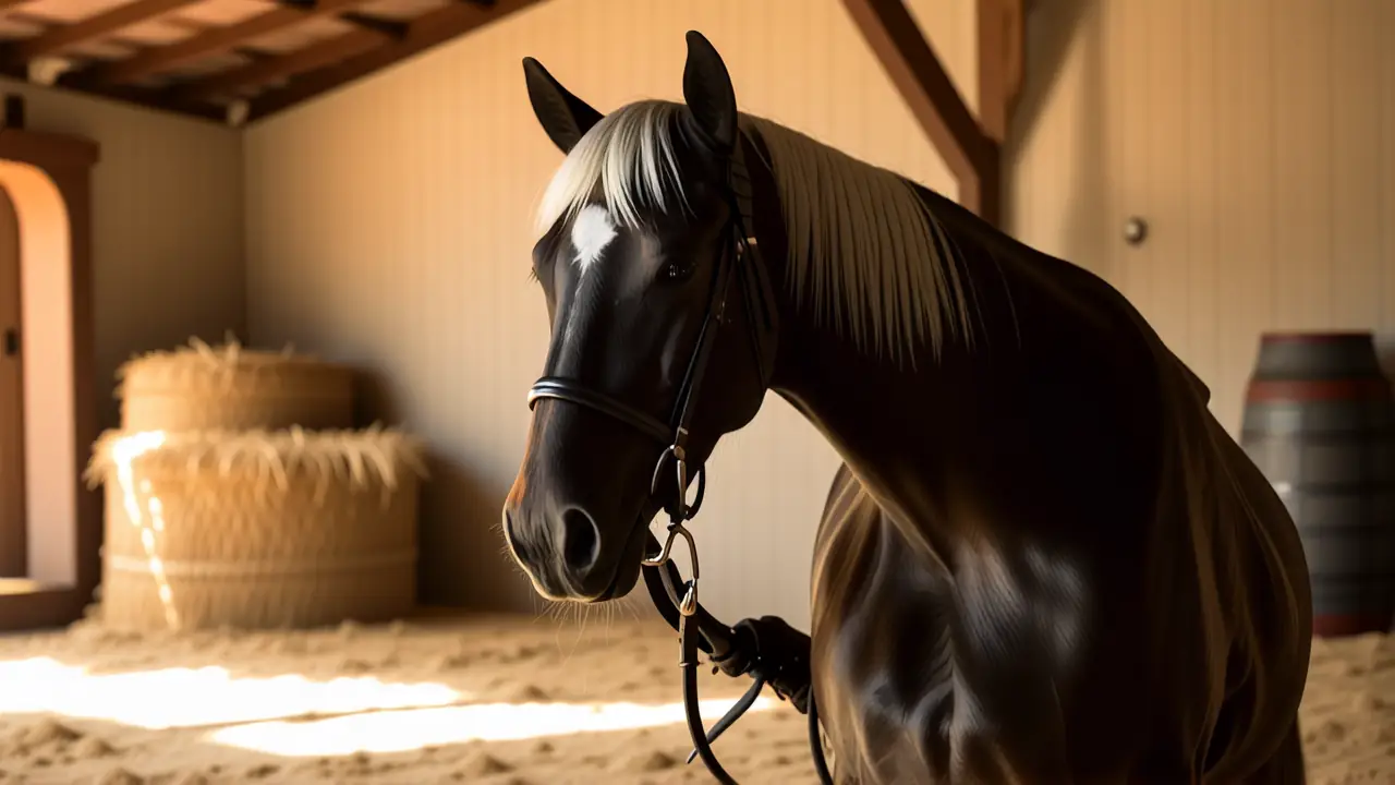Un hombre español serio monta a caballo