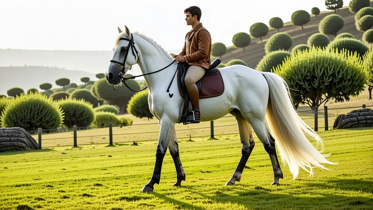 Doma Clásica: El Arte del Caballo Doma Clásica 3 Un jinete español domina su caballo majestuoso