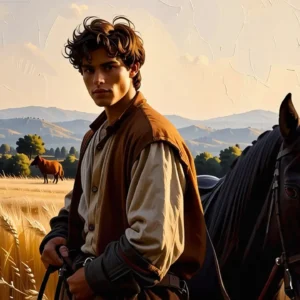 Un jinete español contempla campos toscanos