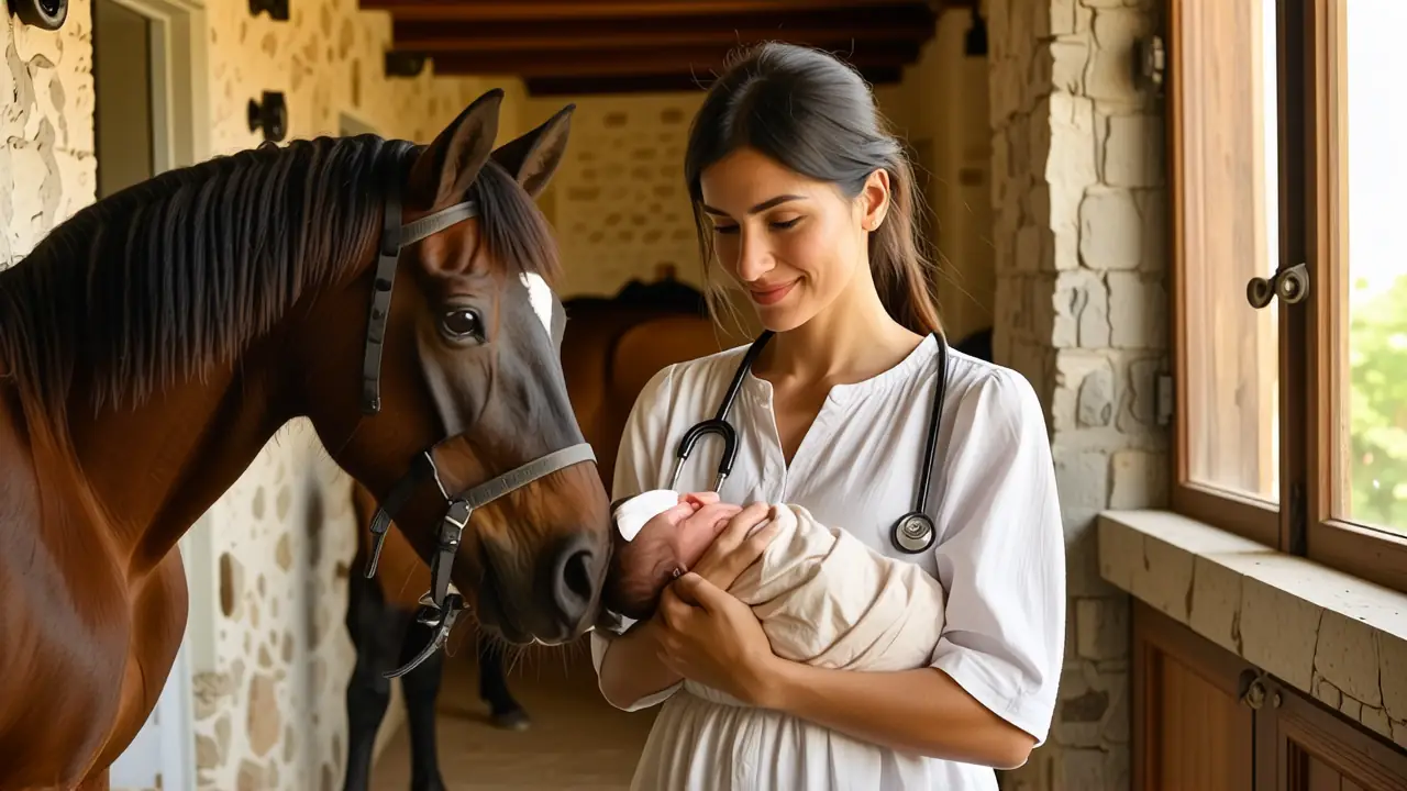 Una mujer española contempla a su bebé