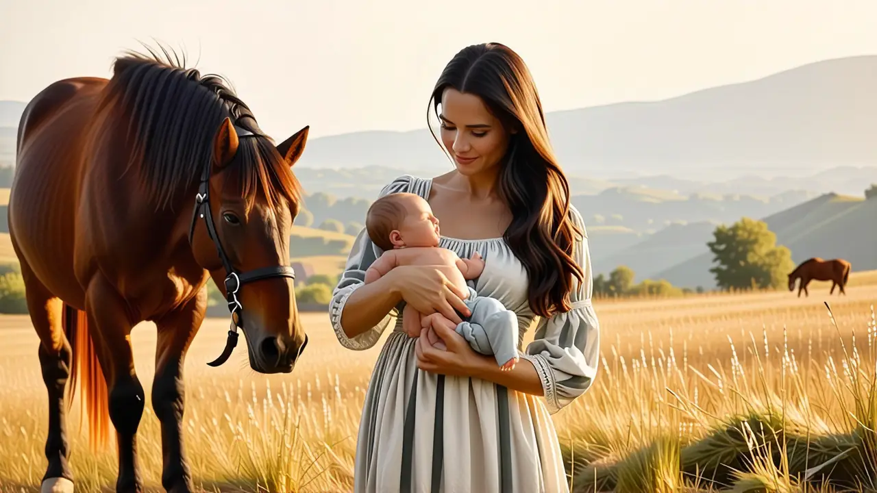 Mujer española sonriente con su bebé