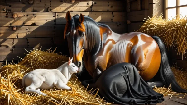 Una yegua española embarazada irradia paz