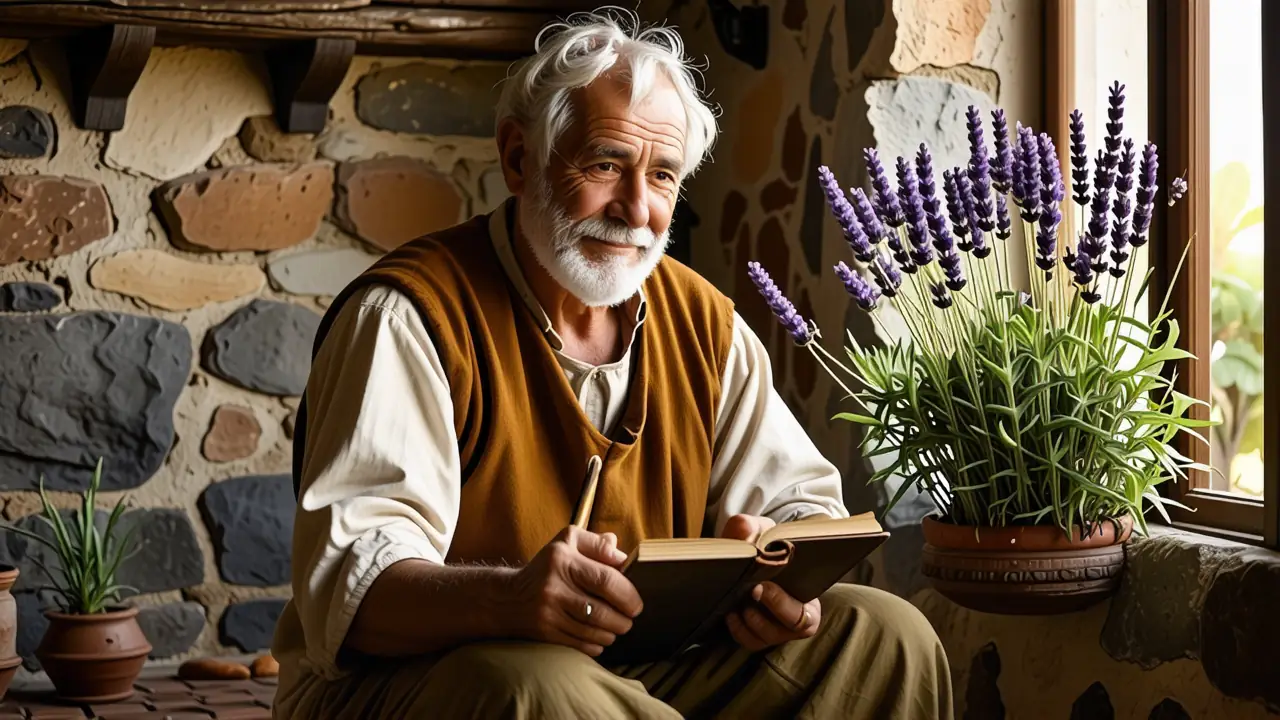 Un anciano español lee en paz