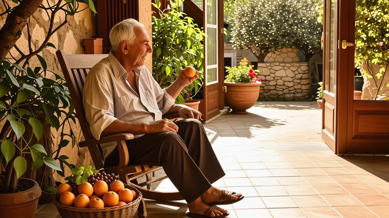 Un anciano español contempla la paz