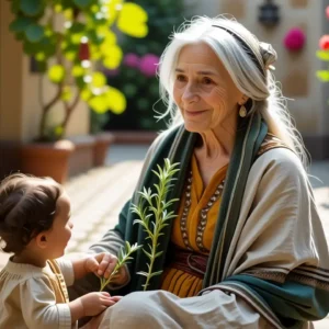 Una anciana española sonríe en luz dorada