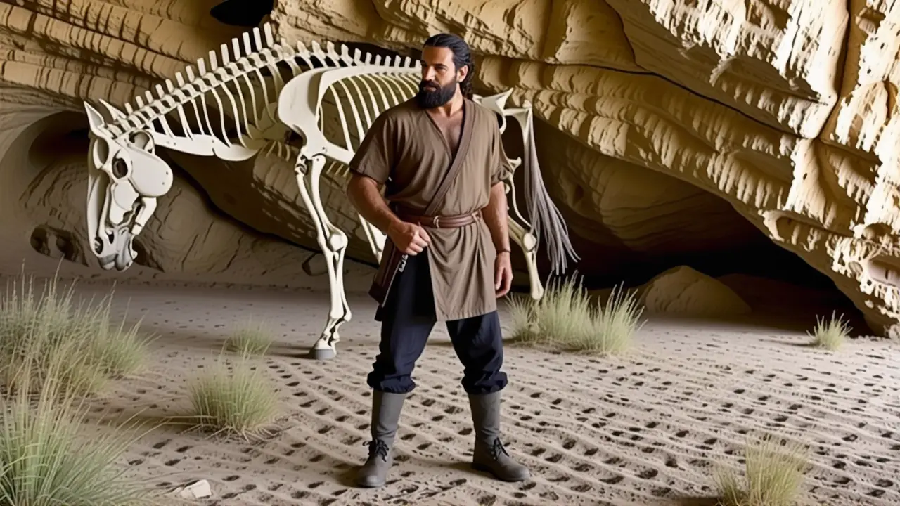 Un hombre pensativo observa la antigua naturaleza