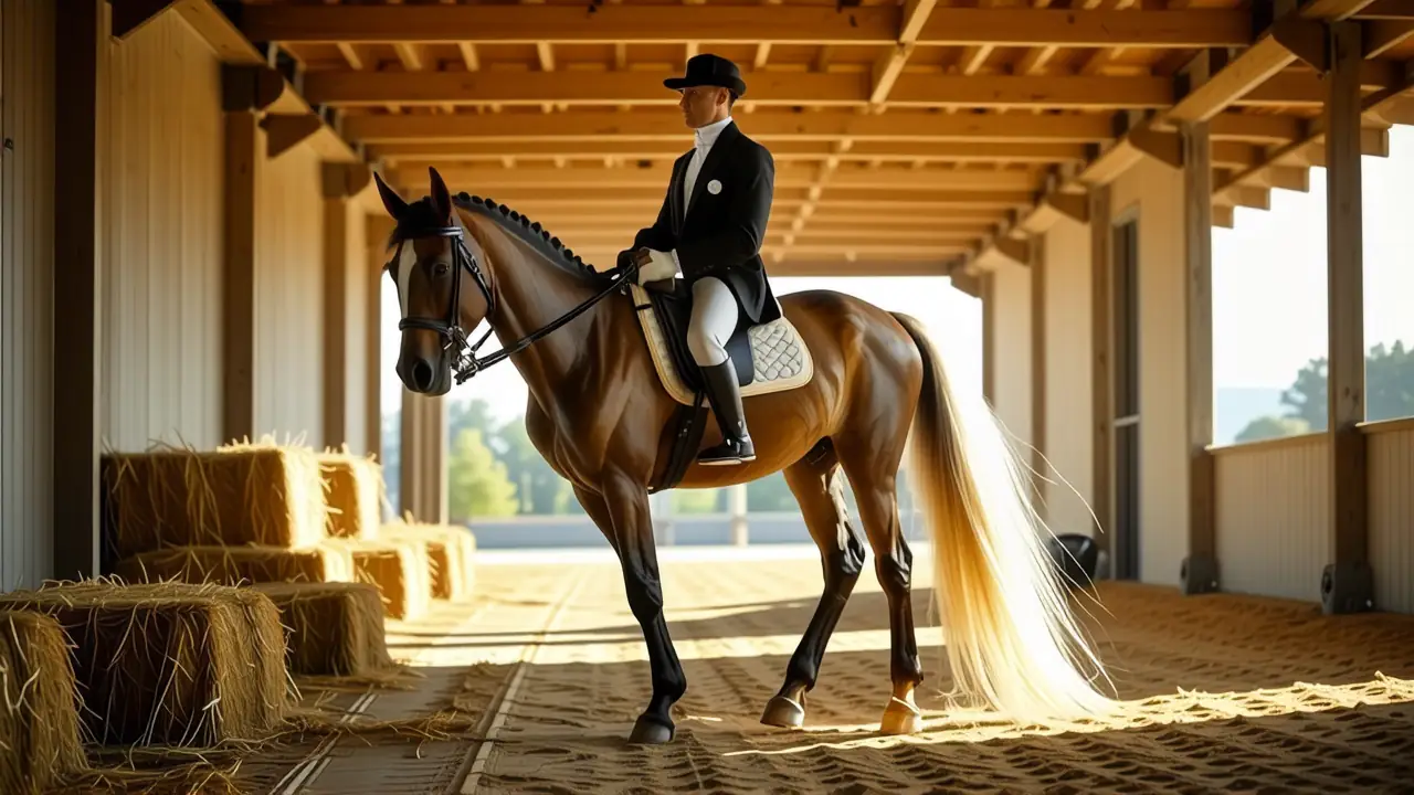 Un jinete español contempla su caballo majestuoso