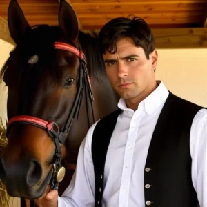 Un hombre español realista domina su caballo