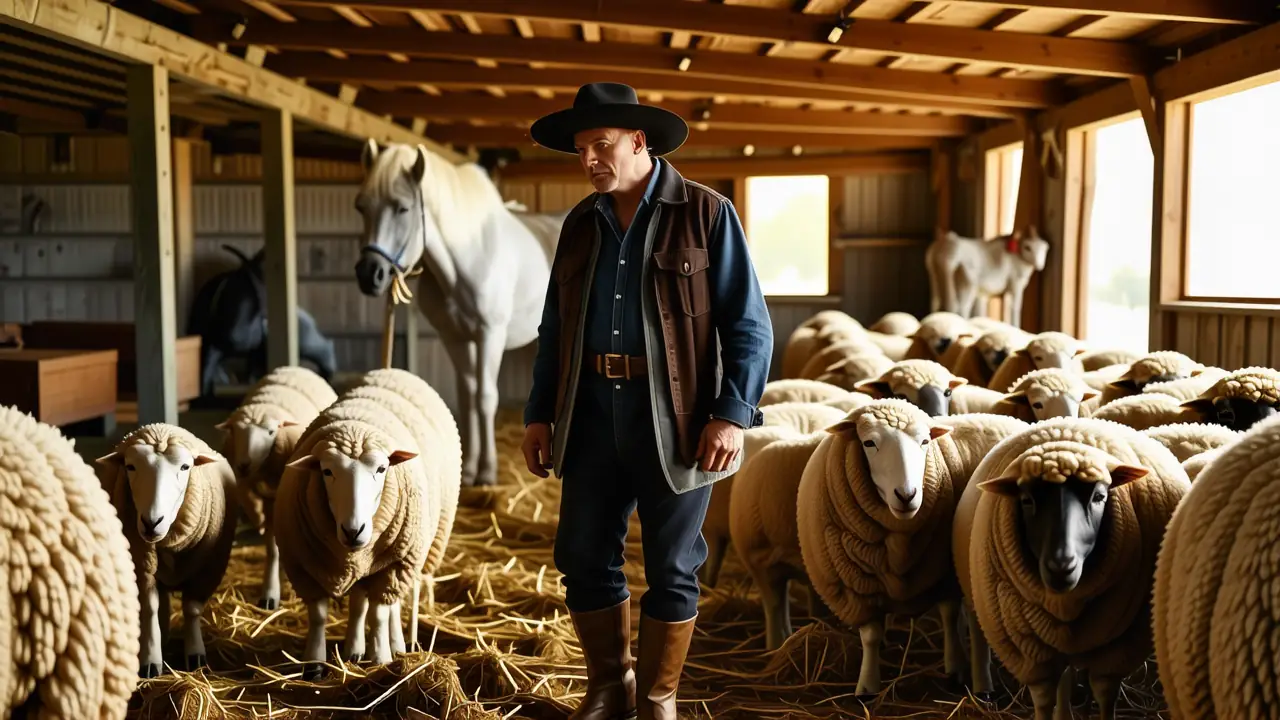 Galo contemplativo pastorea en Andalucia rural