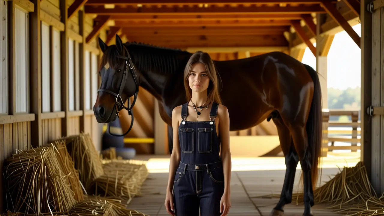 Una mujer y su caballo en calma
