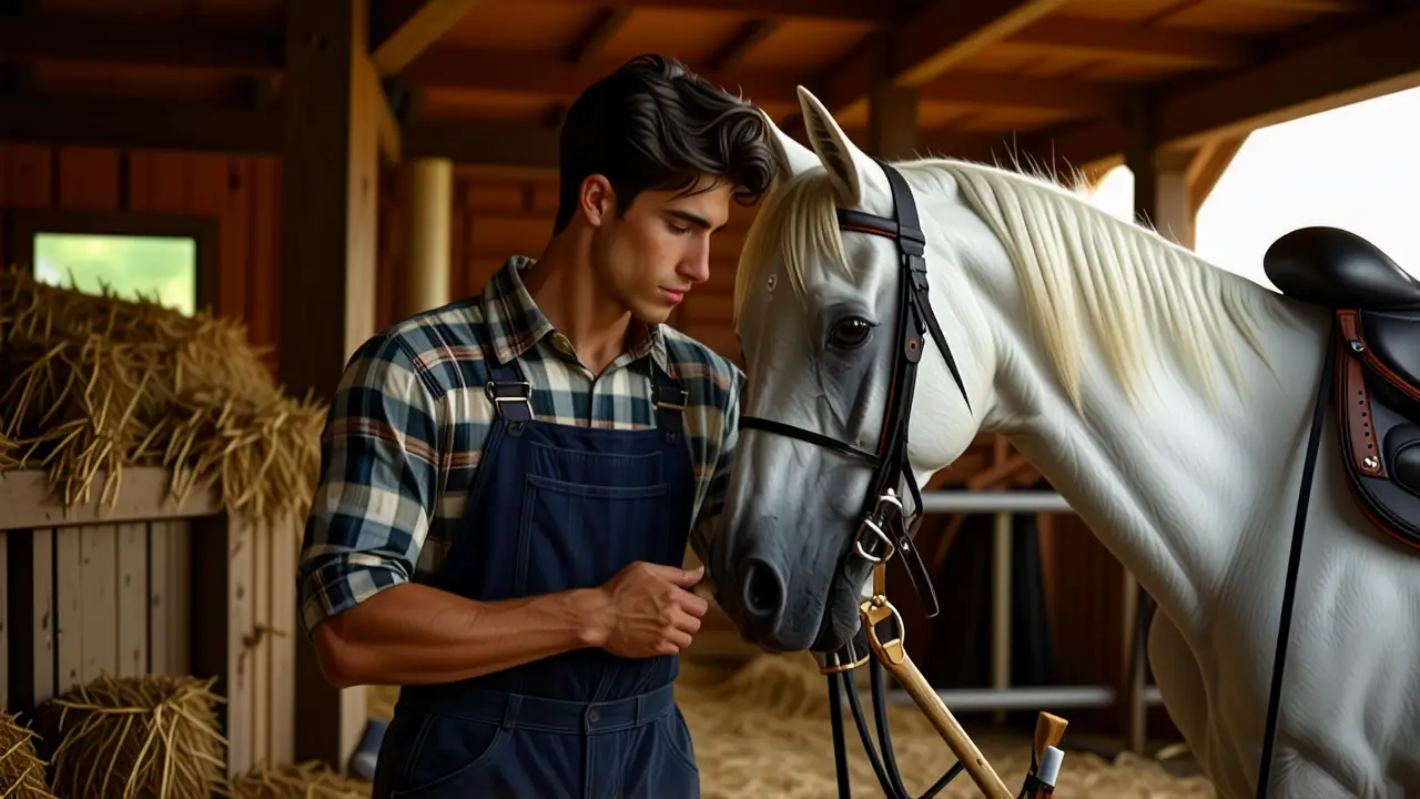 Un joven español se aseo al caballo