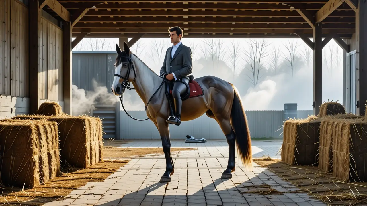 Un caballero español elegante monta su caballo