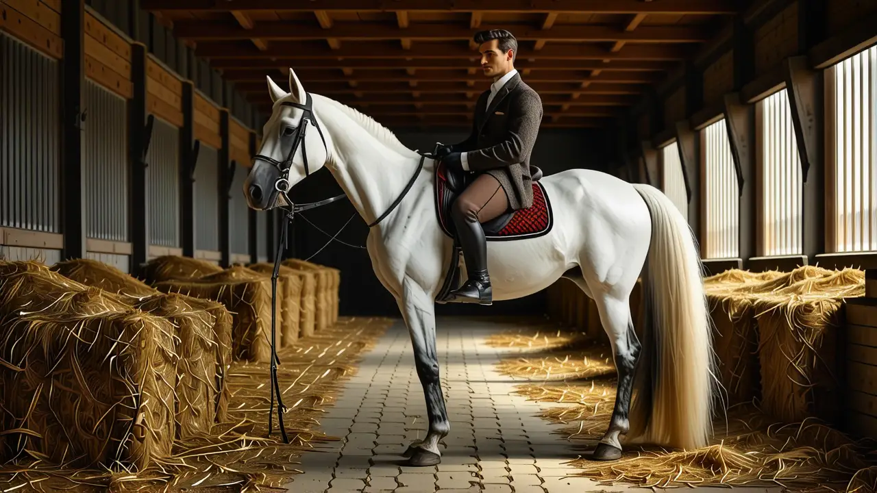 Un hombre elegante monta su caballo