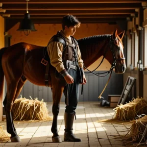 Un hombre español contempla su caballo