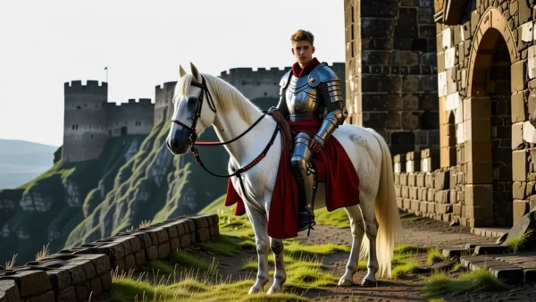 Un caballero español se alza en ruinas