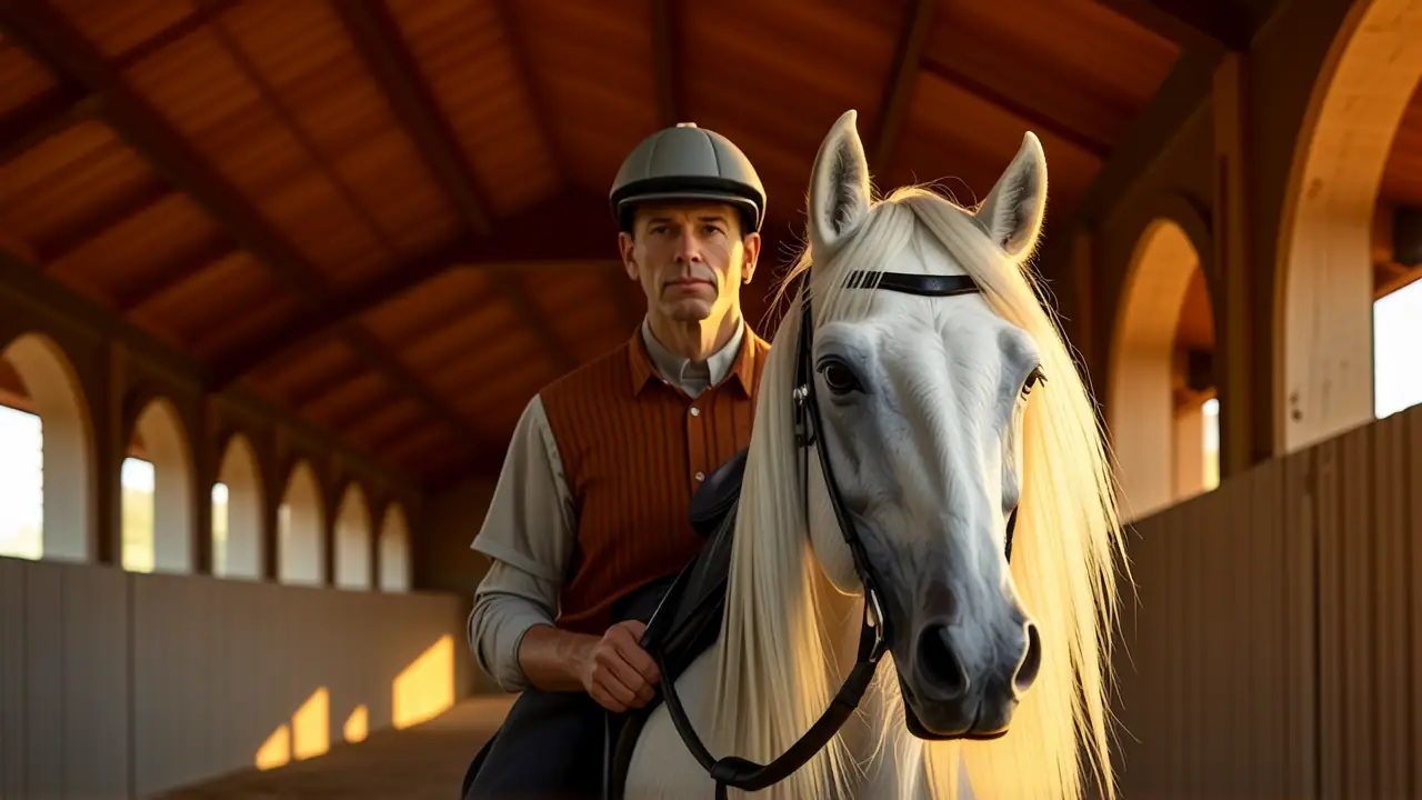 Un entrenador español se entrena con su caballo