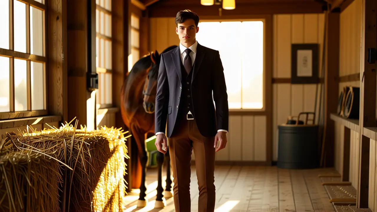 Un joven jinete domina en pintura